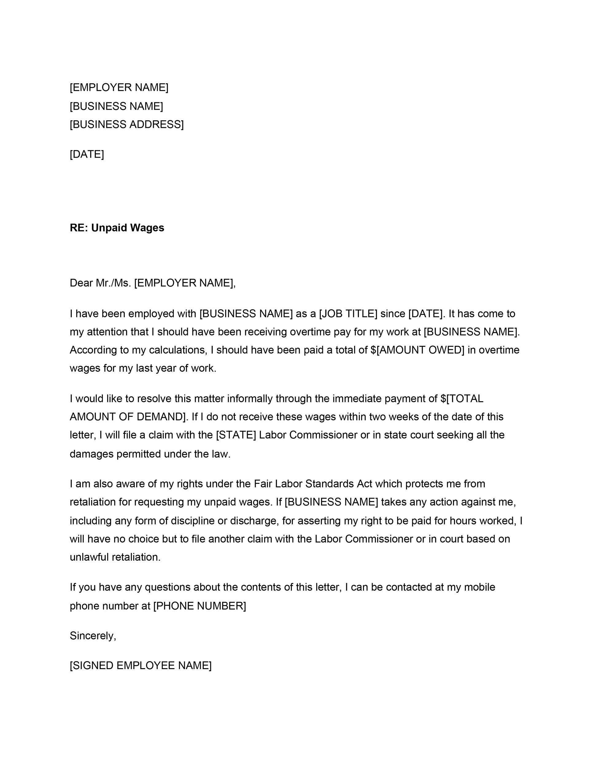 Sample Demand Letter For Money Owed